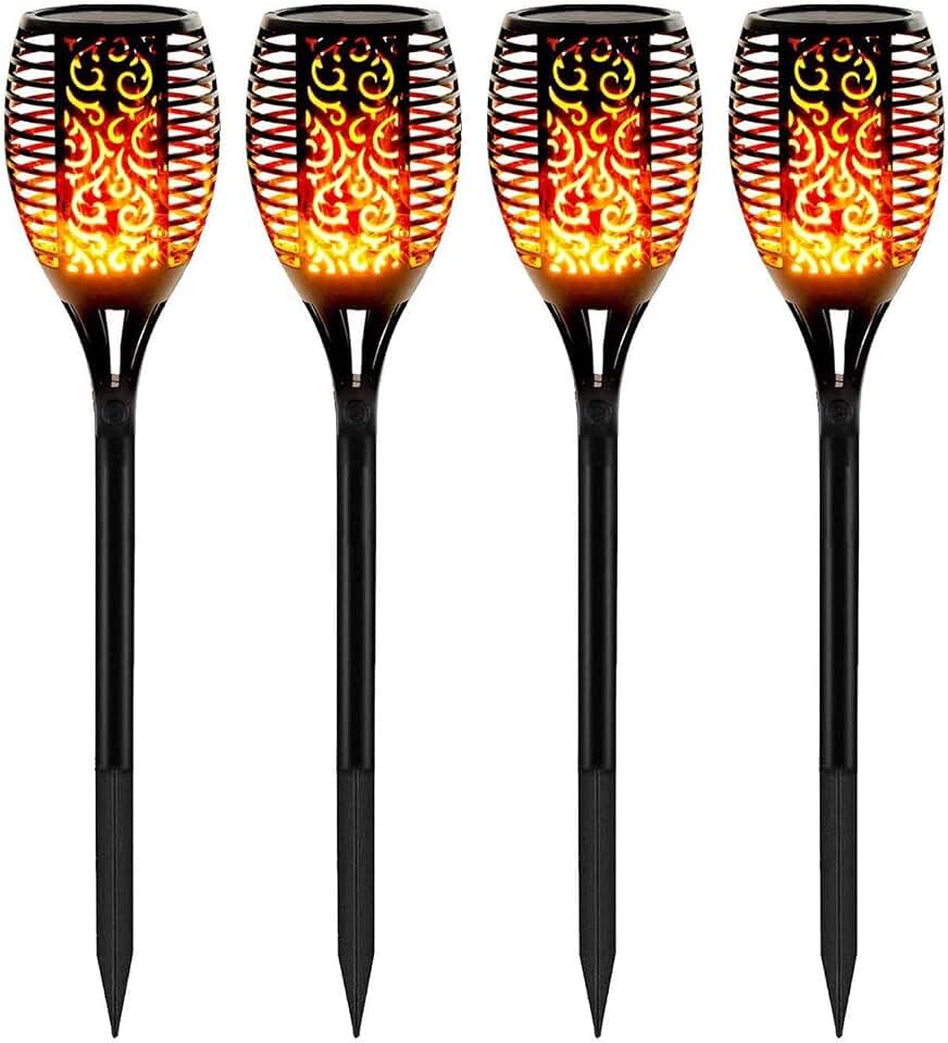 WBM SMART LED Outdoor Solar Lights, Waterproof Flickering Flame Led Night Light, 96 LED Torches, 43 Inches Long, Solar Lights Outdoor Decorative - 4 Pcs