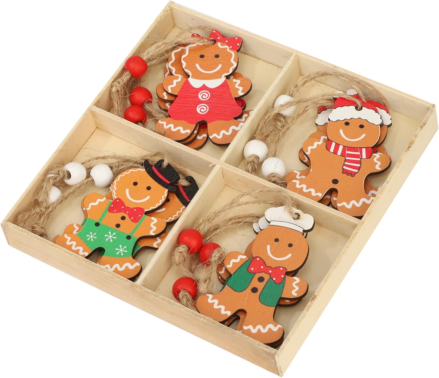 iiniim Christmas Wooden Ornaments Layout Lanyard Christmas Tree Hanging Pendant Decorations Type C One Size