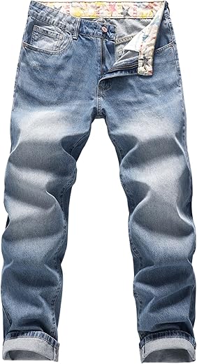 Men's Non-Stretch Straight Denim Pants Jeans