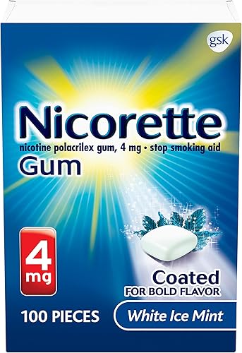 Nicorette 4 mg Nicotine Gum to Help Quit Smoking - White Ice Mint Flavored Stop Smoking Aid, 100 Count