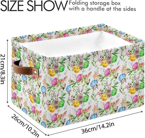 Miniatura 3 de Cesta de almacenamiento plegable grande, bolsa organizadora plegable de tela con asas de 15 x 11 x 9.5 pulgadas