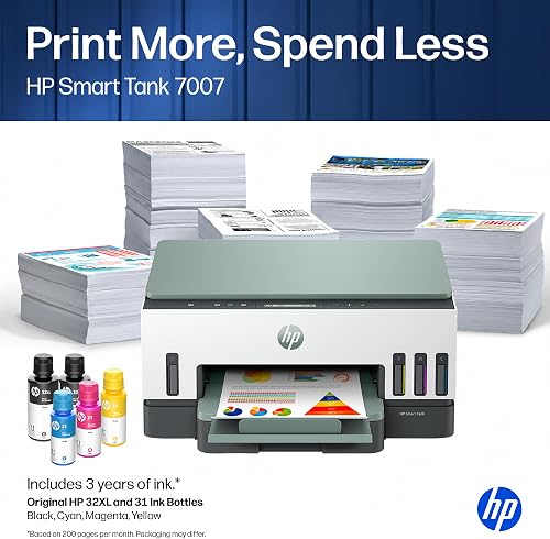 HP Smart Tank 7007, Imprimante Multifonction Jet d’Encre Couleur, A4, Wi-FI, Impression Recto-Verso Automatique, Numérisation et Copie, Jusqu’à 3 Ans d’Encre Inclus, Blanche - 8