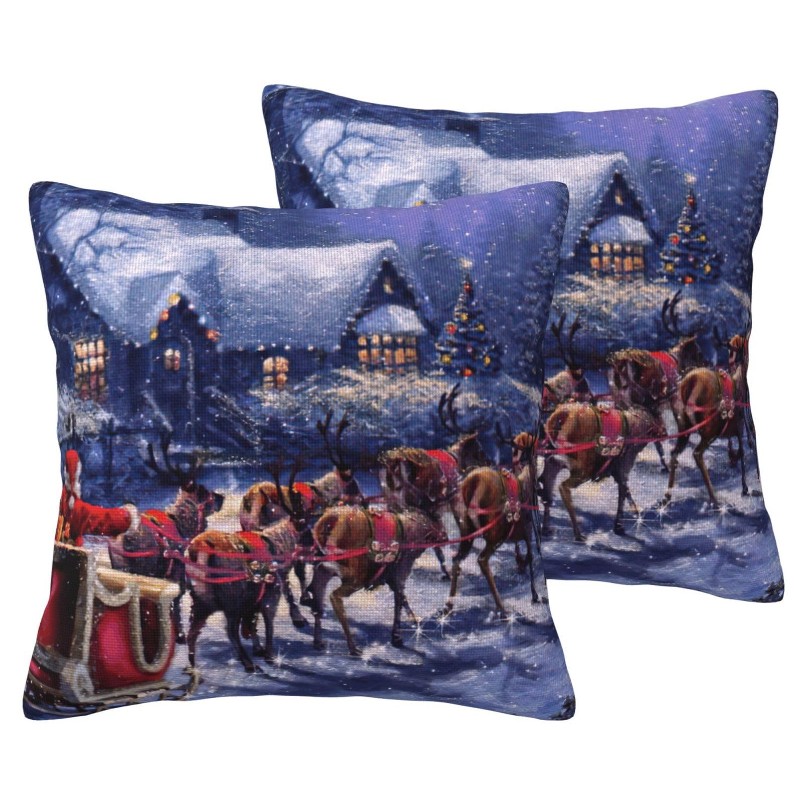 Housses de coussin Noël EdWal lot de 2 cerf déco lit canapé