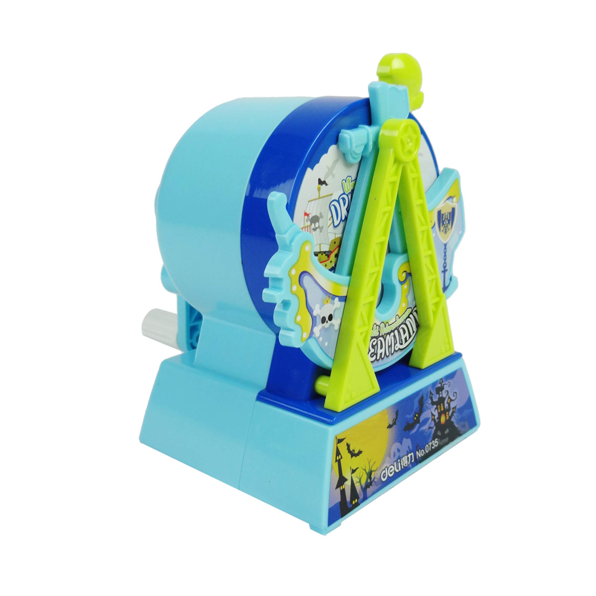 Emartbuy Ferris Wheel Pencil Sharpener – Creative Amusement Park Design with Crank Handle & Chip Tray - Blue