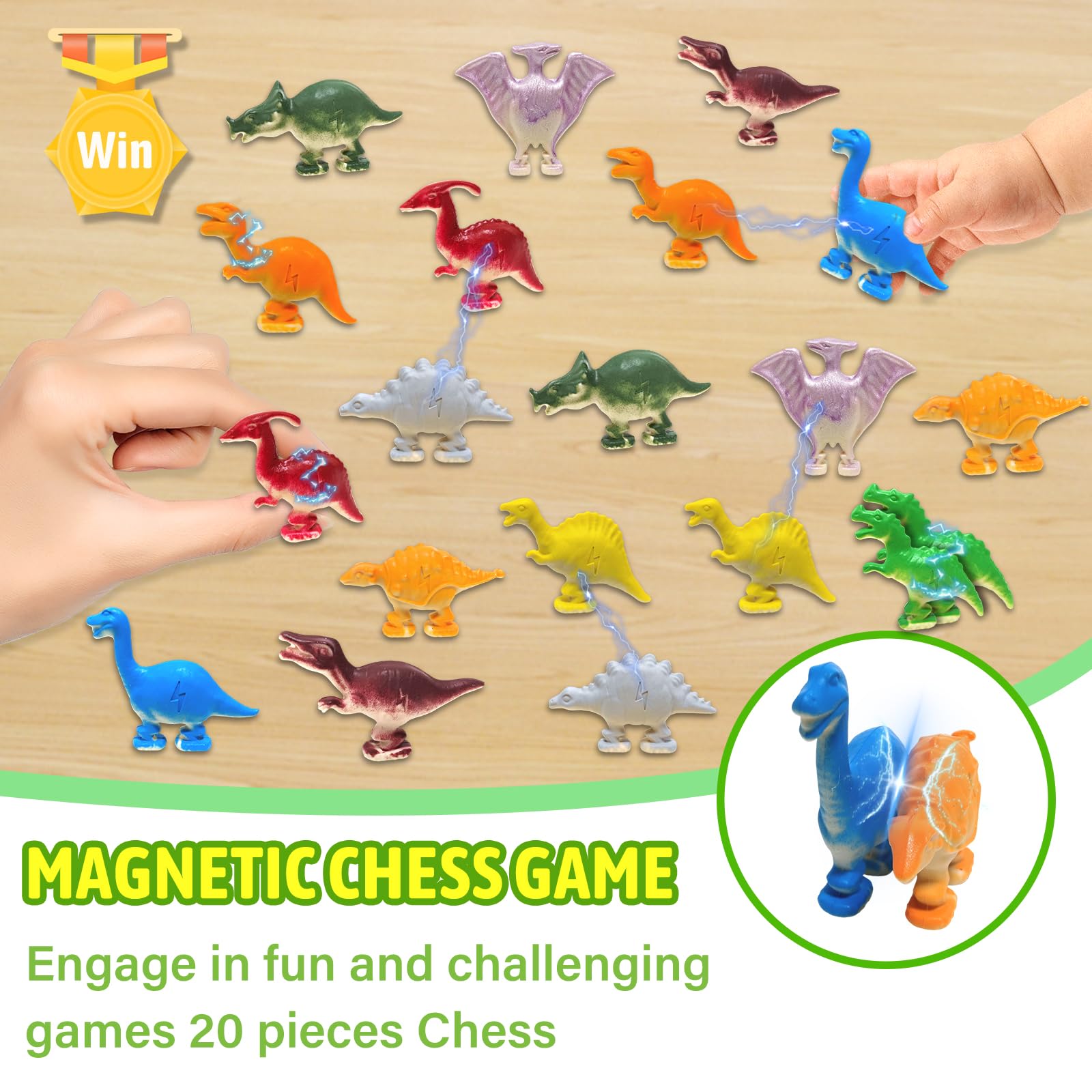 Dinosaur Magnetic Chess Game Set 20 Pcs Magnetic Dinosaur Stones with Portable Storage Bag Fun Strategy Magnet Game for Kids Adults Perfect for Magnet Chess Game dinosaur games - Image 3