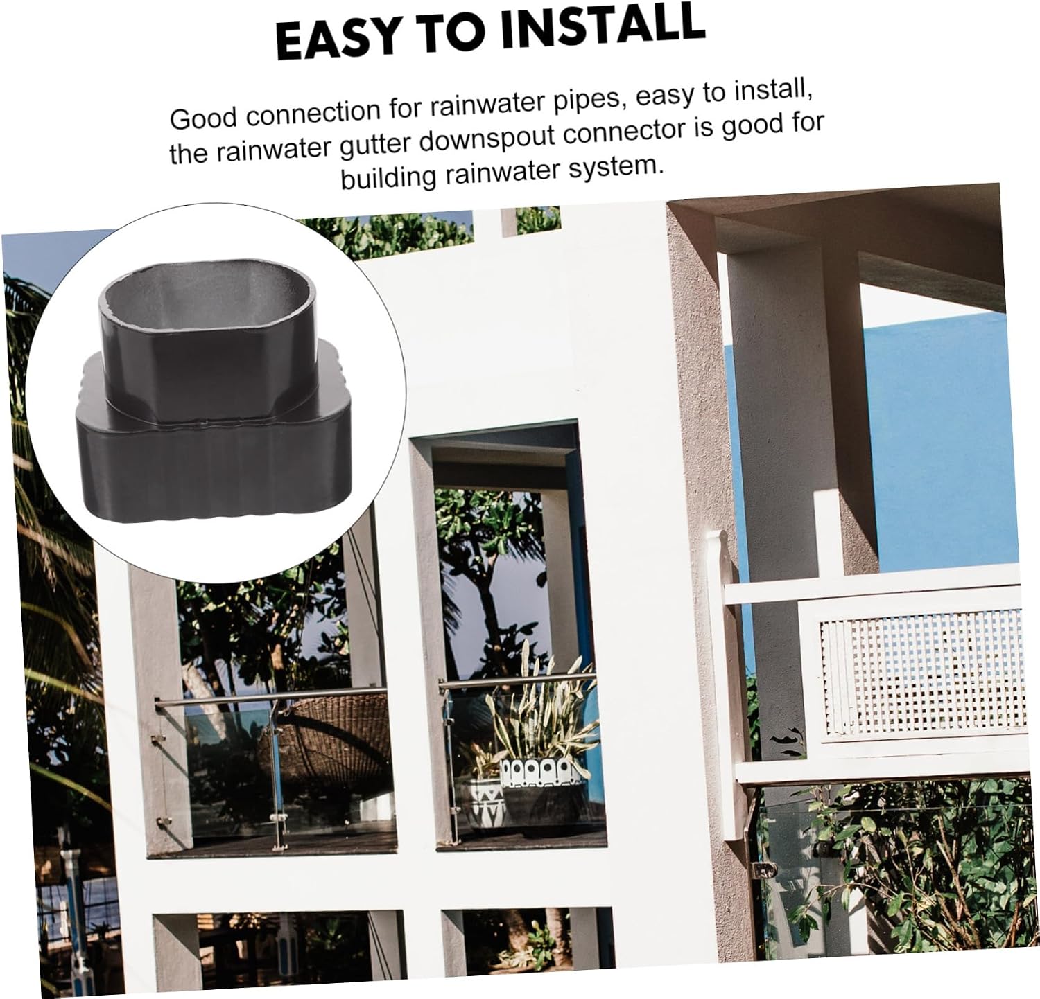 1pcs Rain Gutter Downspout Adapter Easy to Install Flexible Gutter Connector for Efficient Rainwater Drainage Compatible to Downspout Fittings and Sturdy Rainwater System Accessory