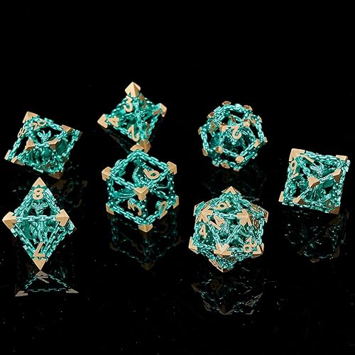 Miniatura 6 de LDICEK DND - Juego de dados de metal DND, dados de metal huecos, dados de 7 piezas, juego de dados poliédricos steampunk para RPG, MTG, Pathfinder,