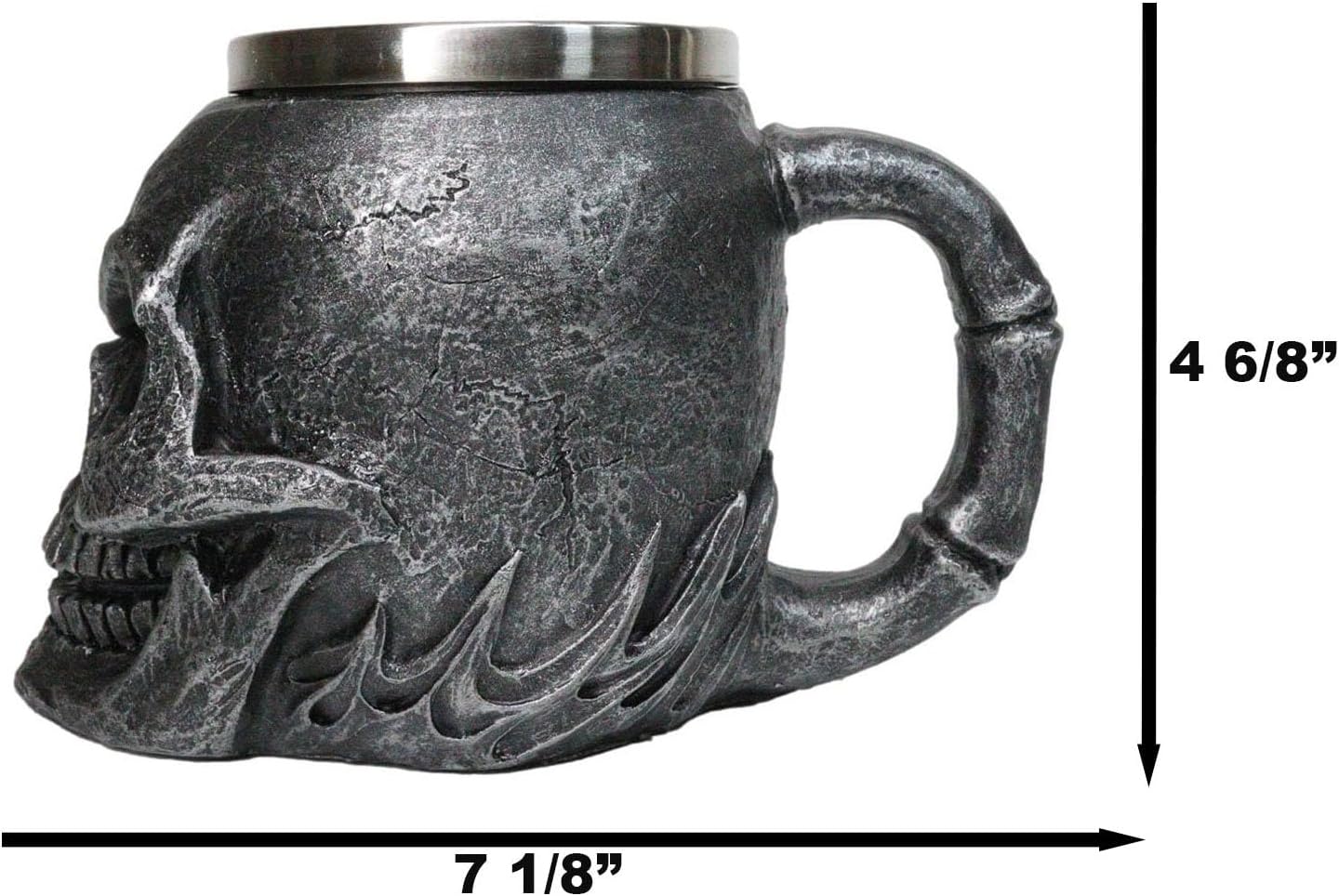 Ebros Gift Dark Silver Ossuary Doomsday Immortal Skull Coffee Mug Day Of The Dead Skeleton Head Demon Beer Stein Tankard Drink Cup 14oz