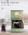Amaste Machine à café à drip, machine à café avec 25 Pot à café en verre Oz, machine à café de style rétro avec filtre réutilisable & Trois modes de brassage, plaque chauffante, vert Matcha