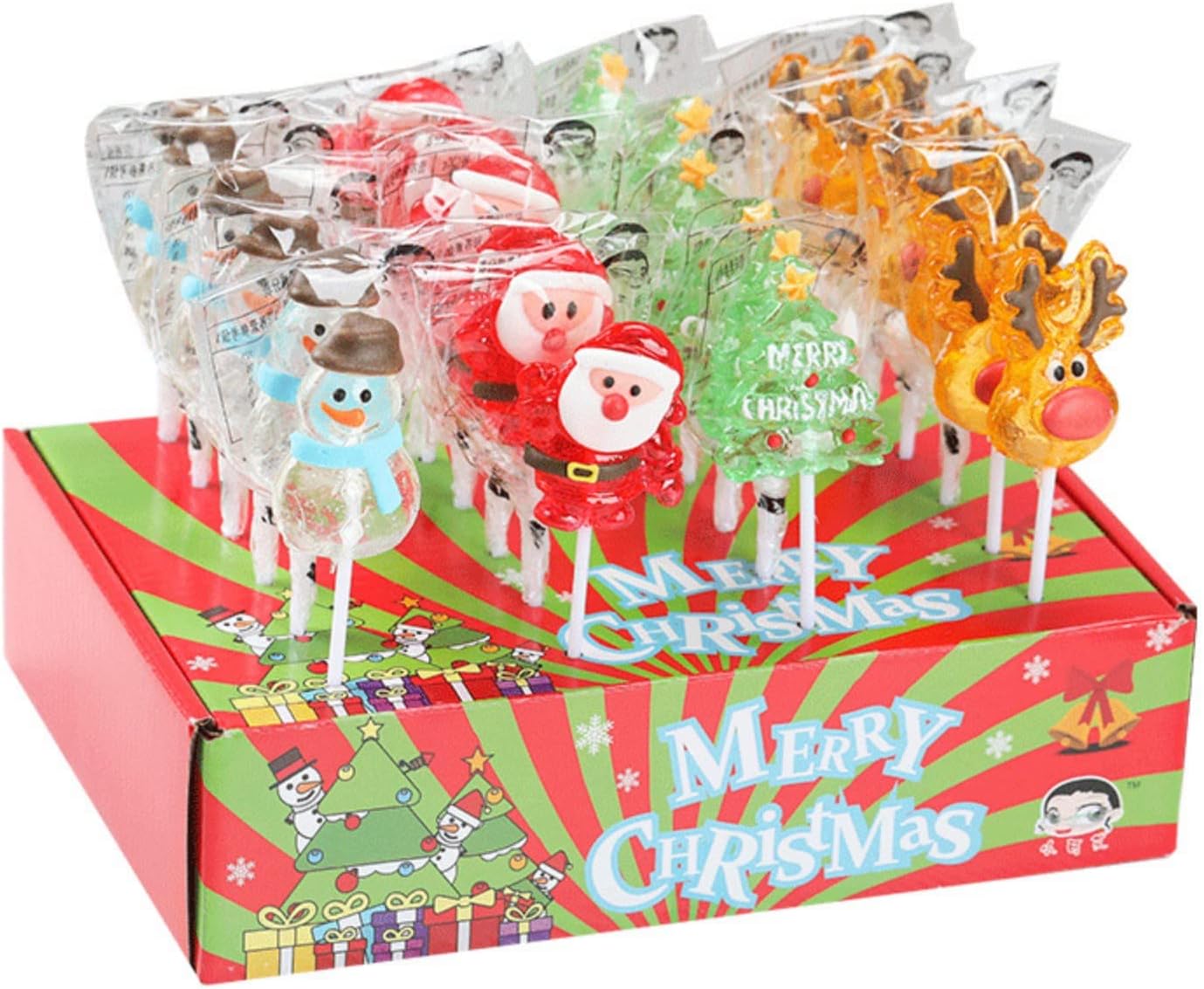 Amazon.co.jp クリスマス キャンディ ハードキャンディ ロリポップ かわいい 透明なキャンディー ギフトボックス スナック菓子