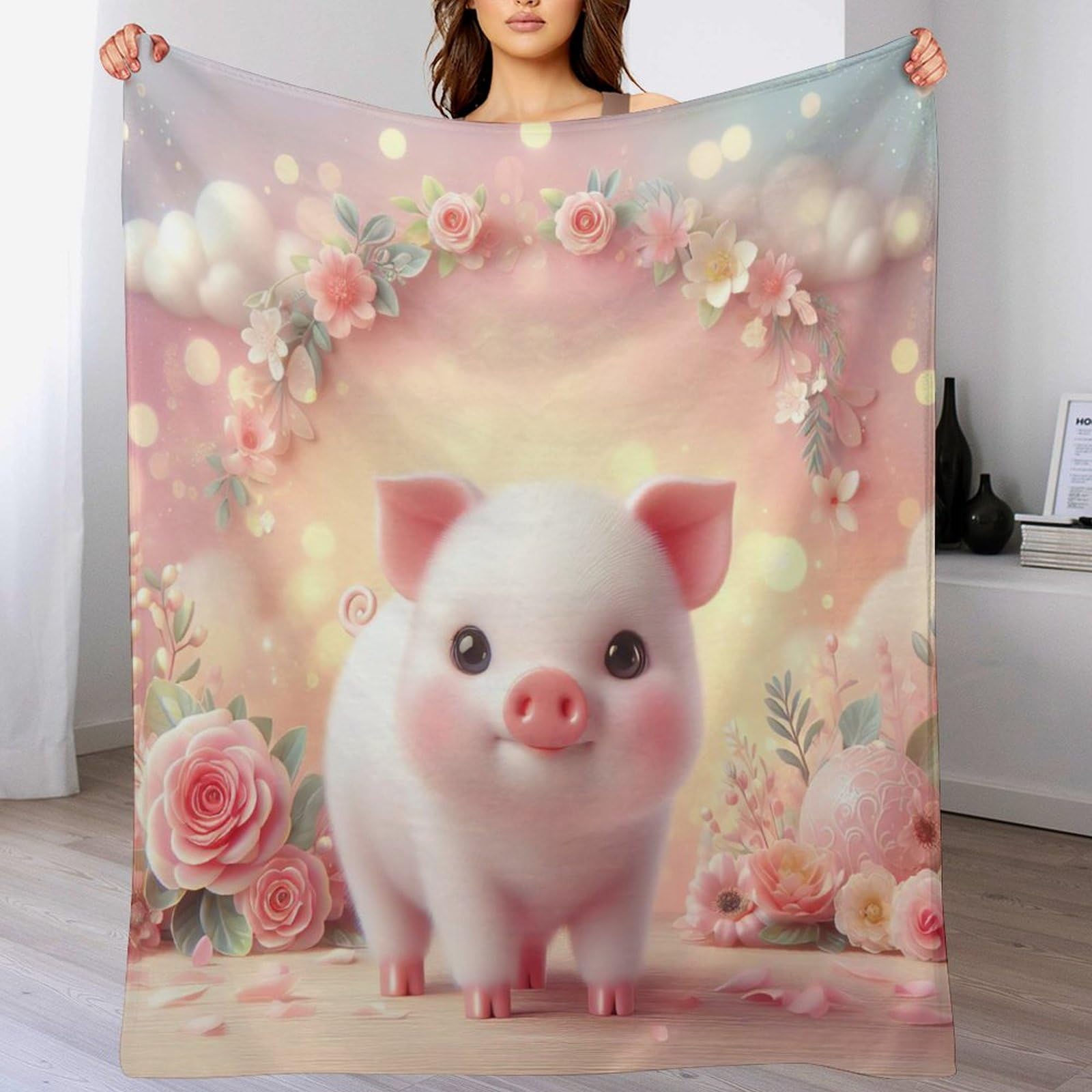 Manta de cerdo de franela de regalo original para habitaciones y sofás cómodos