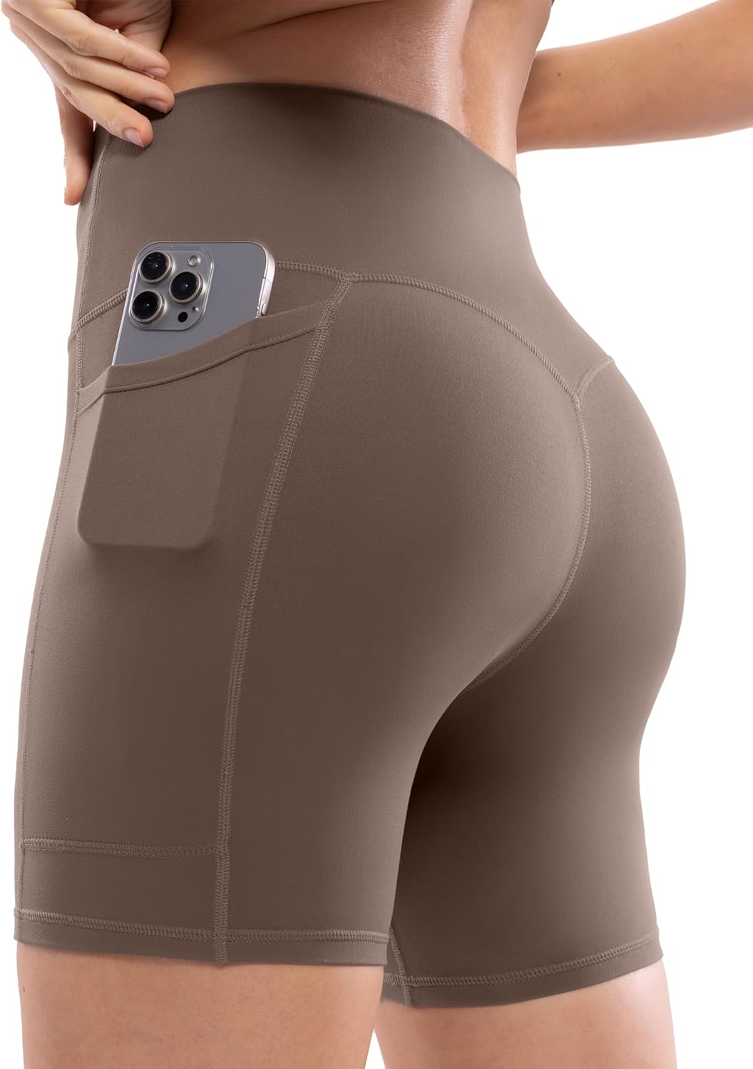 POSHDIVAH Women's Creamluxe Yoga Shorts with Pockets - 2.5"/4"/6"/8"/10" High Waisted Workout Volleyball Running Shorts