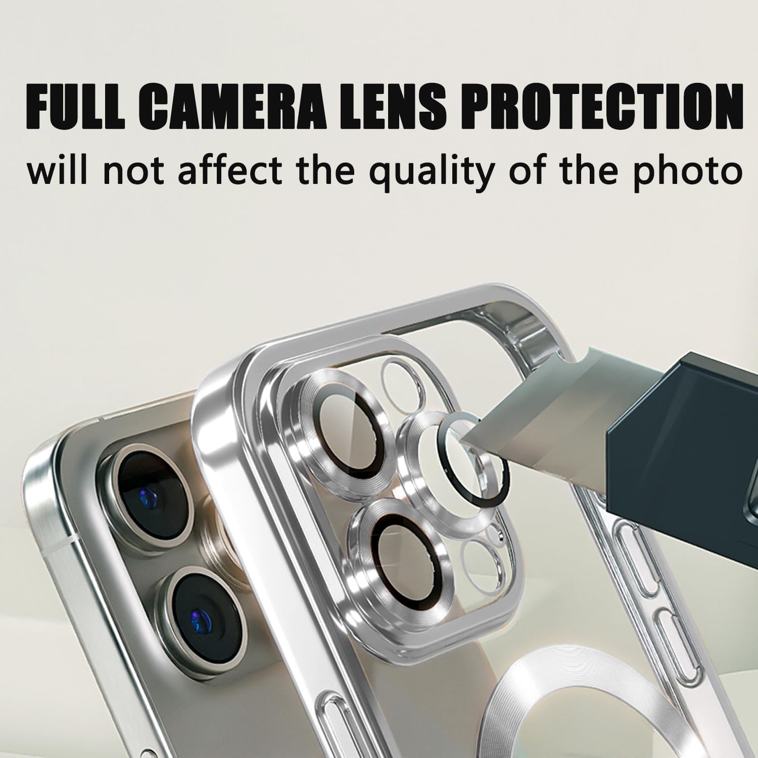 Misscase for iPhone 16 Pro Max Case with Privacy Screen Protectors,[Camera Lens Protector] Clear Magnetic Luxury Plating Case Compatible with MagSafe Elegant Anti-Scratch Case Cover Silver - Image 6