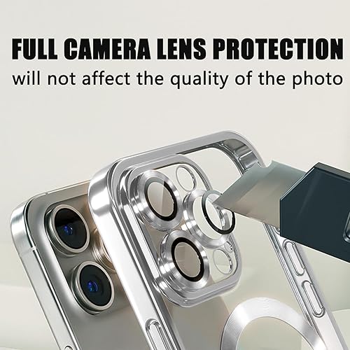 Miniatura 5 de Misscase Funda MagSafe para iPhone 15 Pro Max con protector de lente de cámara, protección completa, funda magnética transparente compatible con