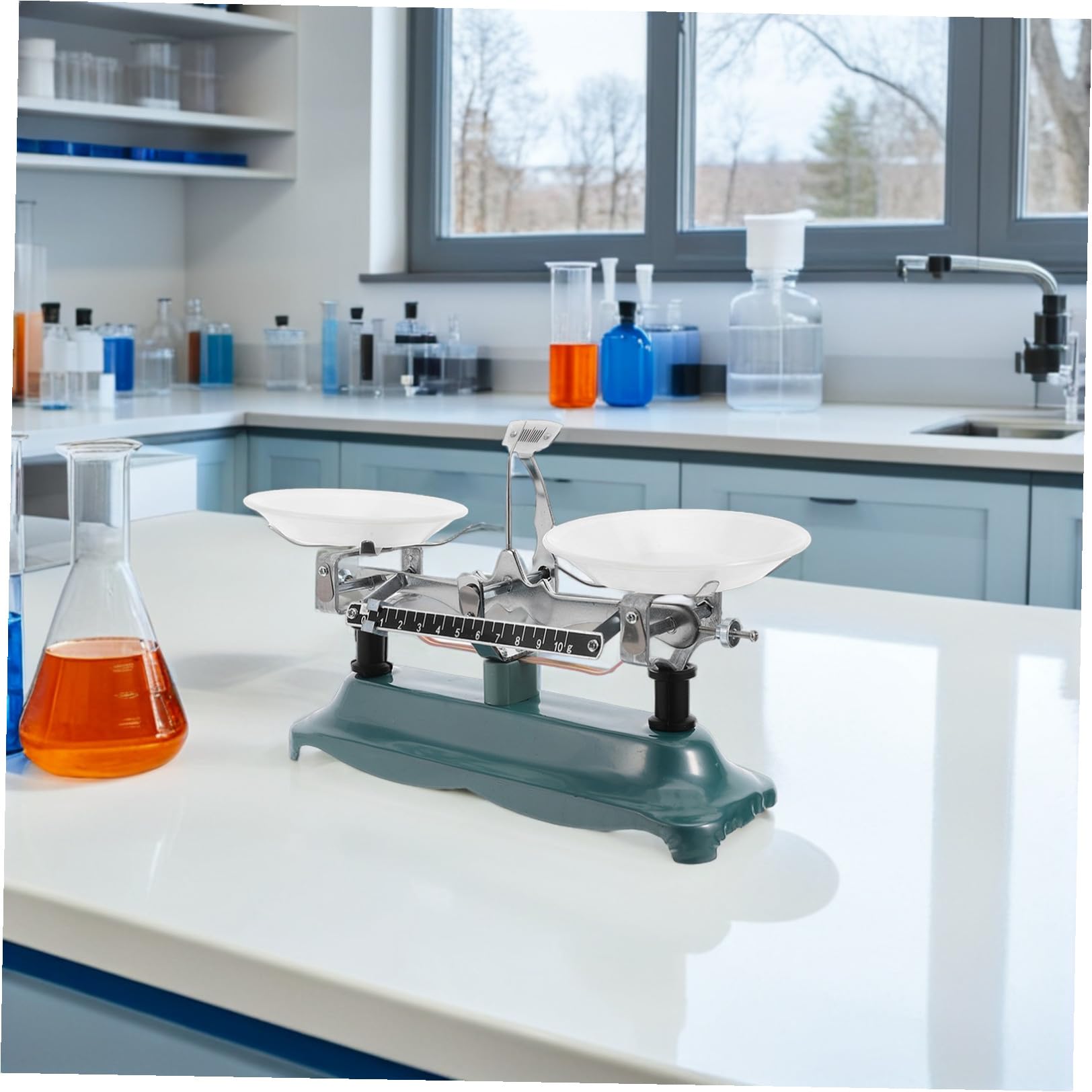 Ciieeo Balance de Laboratoire Matériel Pédagogique de Physique Outil D'enseignement Vert avec Plateau et Accessoires pour Tâches de Recherche 500g