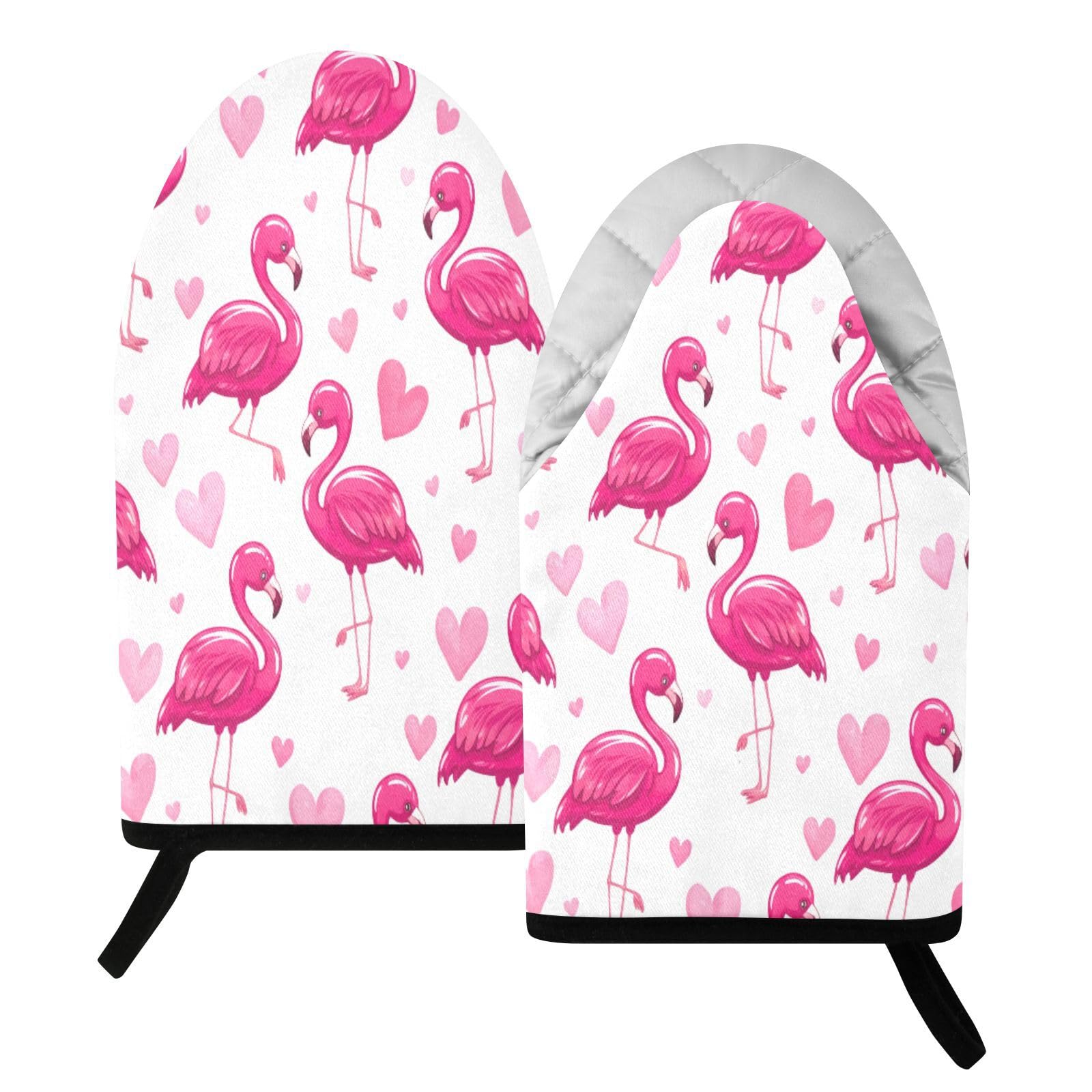 BURSTDDY Flamingo Oven Mitt,Heat Resistant Kitchen Mitts for Cooking