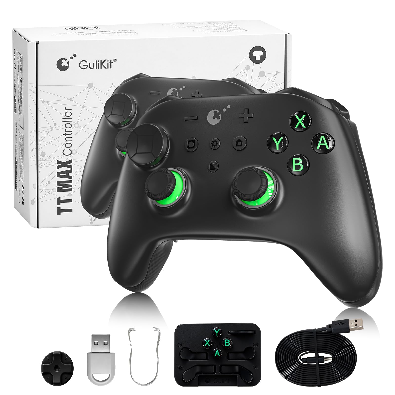 GuliKit TT PRO Mando Inalámbrico para PC, Android, iOS, Switch 1/2, Joystick TMR, con Batería de 950 mAh, Función de Activación y 4 Botones Metálicos Extraíbles en la Parte Trasera, Negro - 2