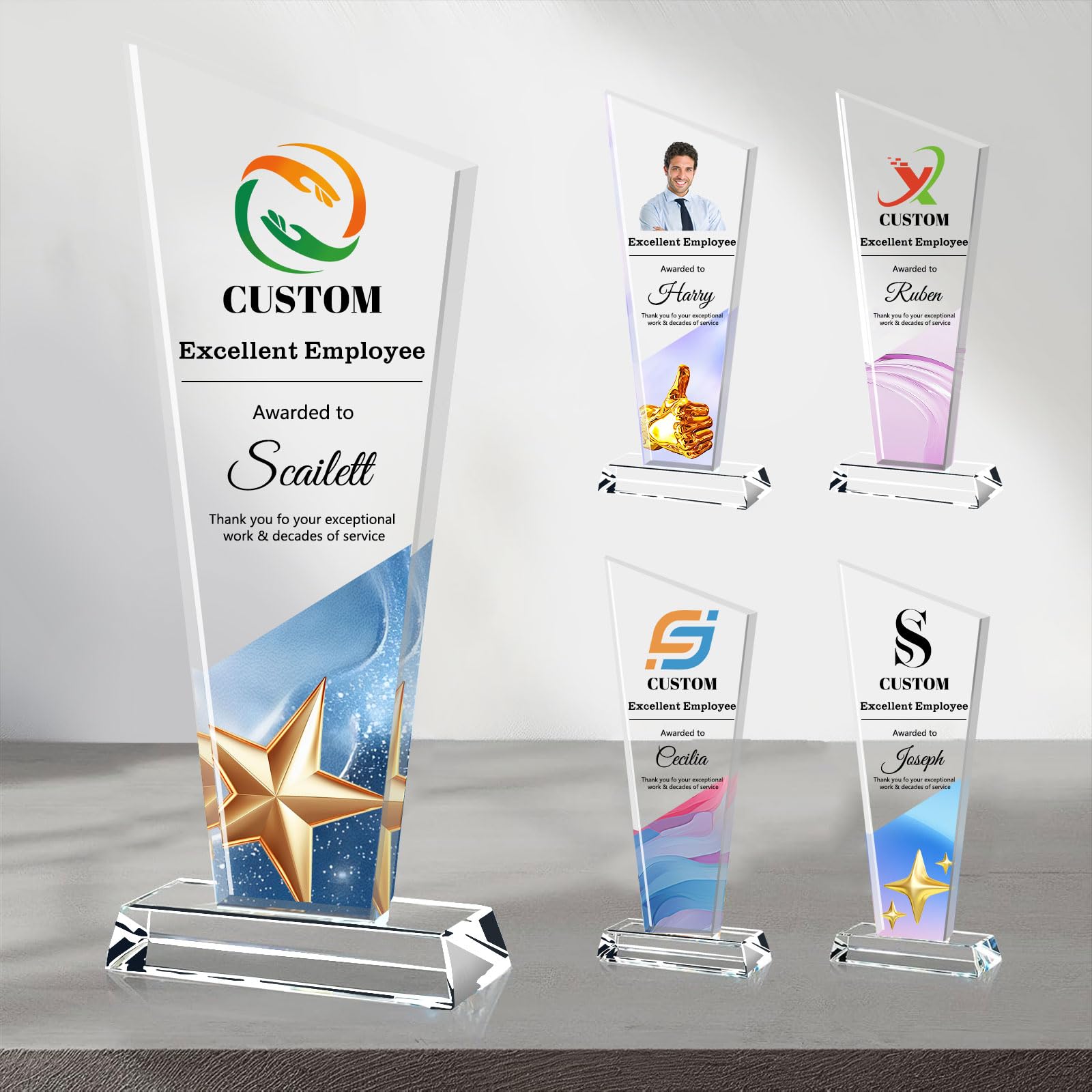 Quilia Trophée en Cristal personnalisé | Personnalisable avec Texte, Logo et Photo | Cadeaux pour Reconnaissance des employés, Entreprise, Sport et écoles - 1
