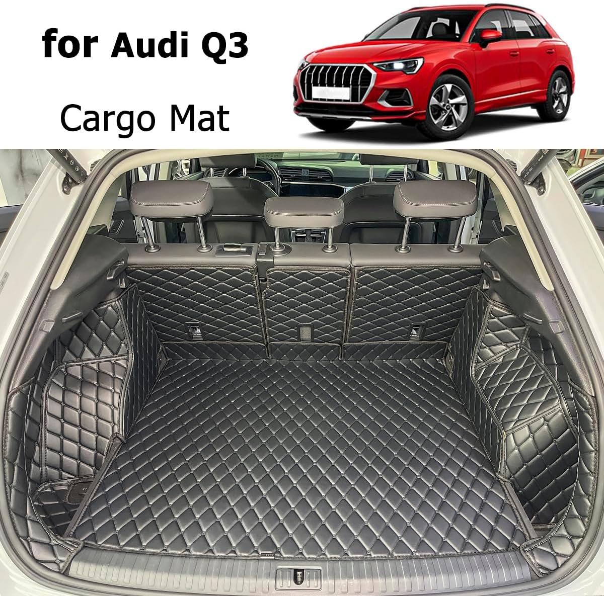 Cargo Mat Compatible with 2018-2025 Audi Q3 Trunk Mat (and Rear Left and Right Side Panels) Cargo Liners for Audi Q 3