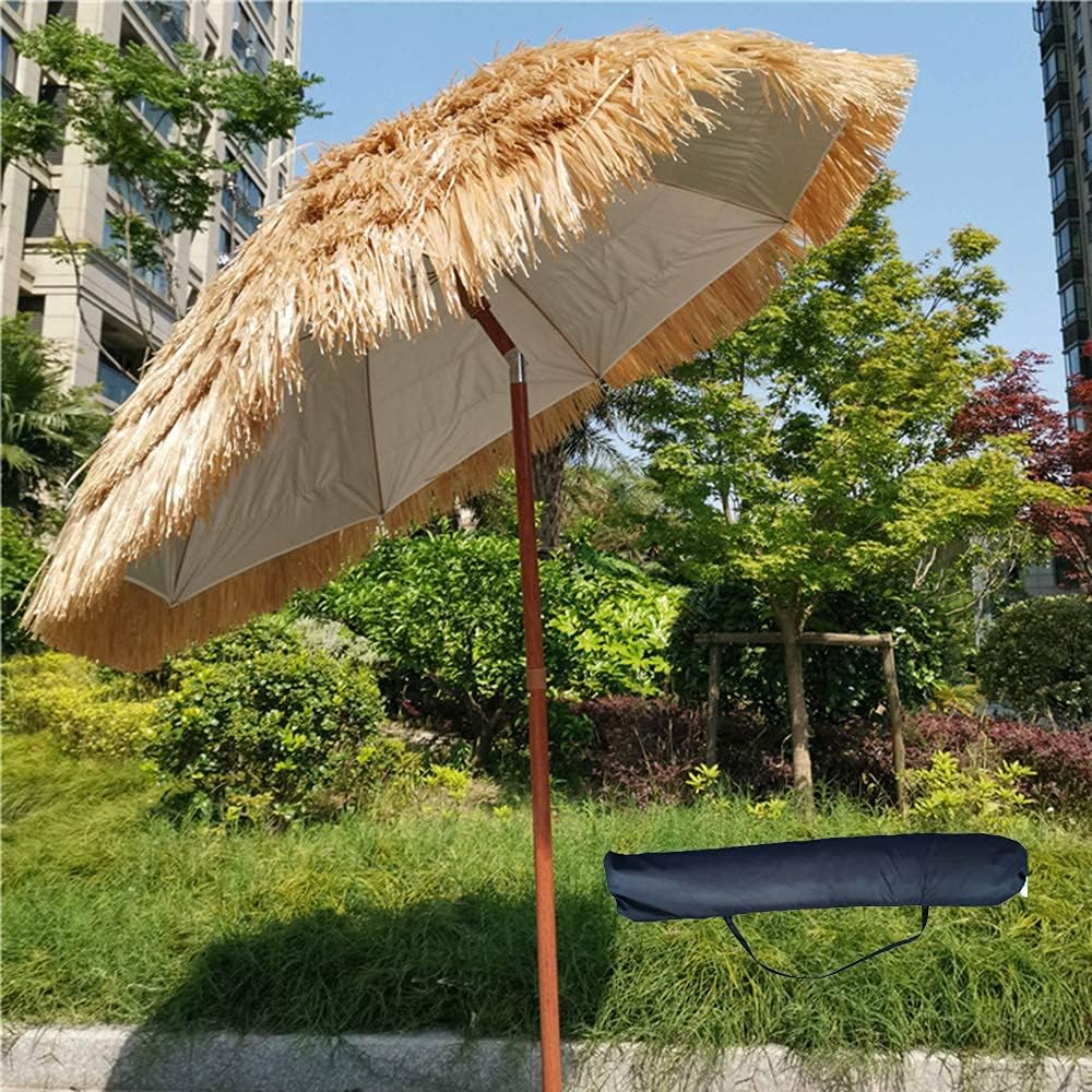 Tropical Hawaiian Beach Straw Umbrella, Outdoor Sun Shade For Garden Pool Patio Umbrellas Round With Tilt Function - 1.8M -Without Stand good