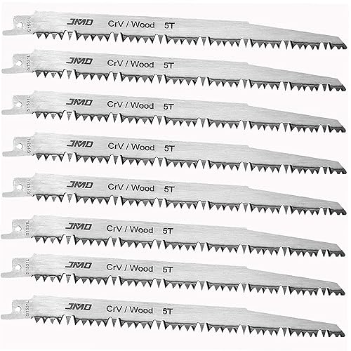 Paquete de 10 hojas de sierra recíproca de 9 pulgadas para poda de madera, sierra de dientes grandes 5 TPI HCS, hoja de poda Zall para madera,