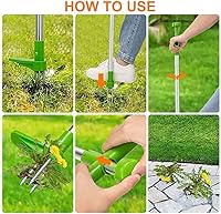 Vista 3 de Extractor manual de malezas, herramienta de desbrozadora de jardín de pie, herramienta de mano de eliminación de raíces de mango largo con 3 garras
