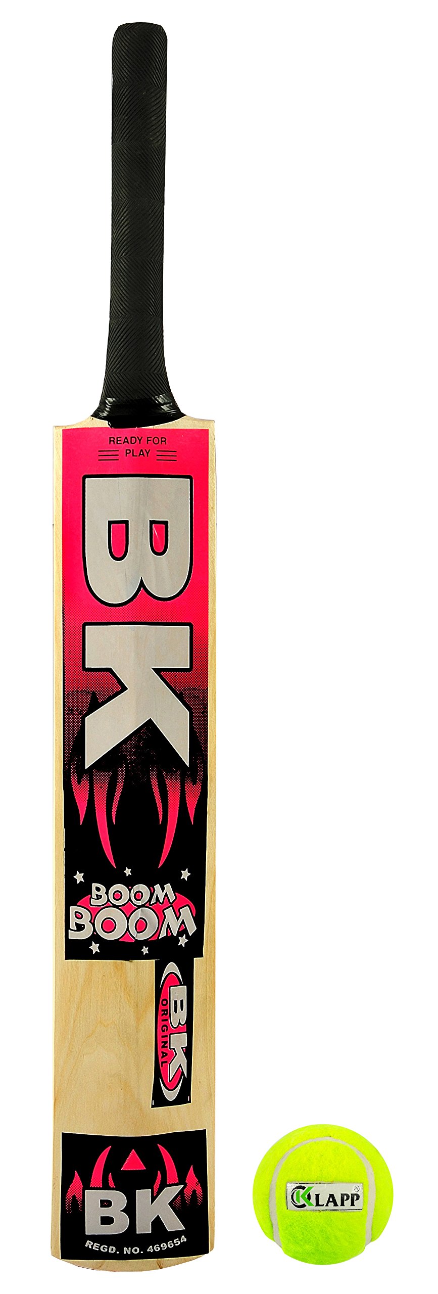 BK Boom-Boom Popular Willow Cricket Bat with Klapp Tennis Ball,Size 7, Cricket Kit (Black)-picture-12