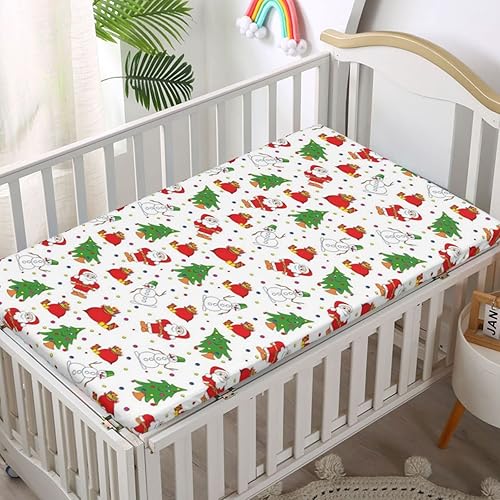Miniatura 2 de Sábana bajera ajustable para cuna con temática navideña, sábana bajera estándar para cuna para niños pequeños, sábana de colchón para cuna o sábana