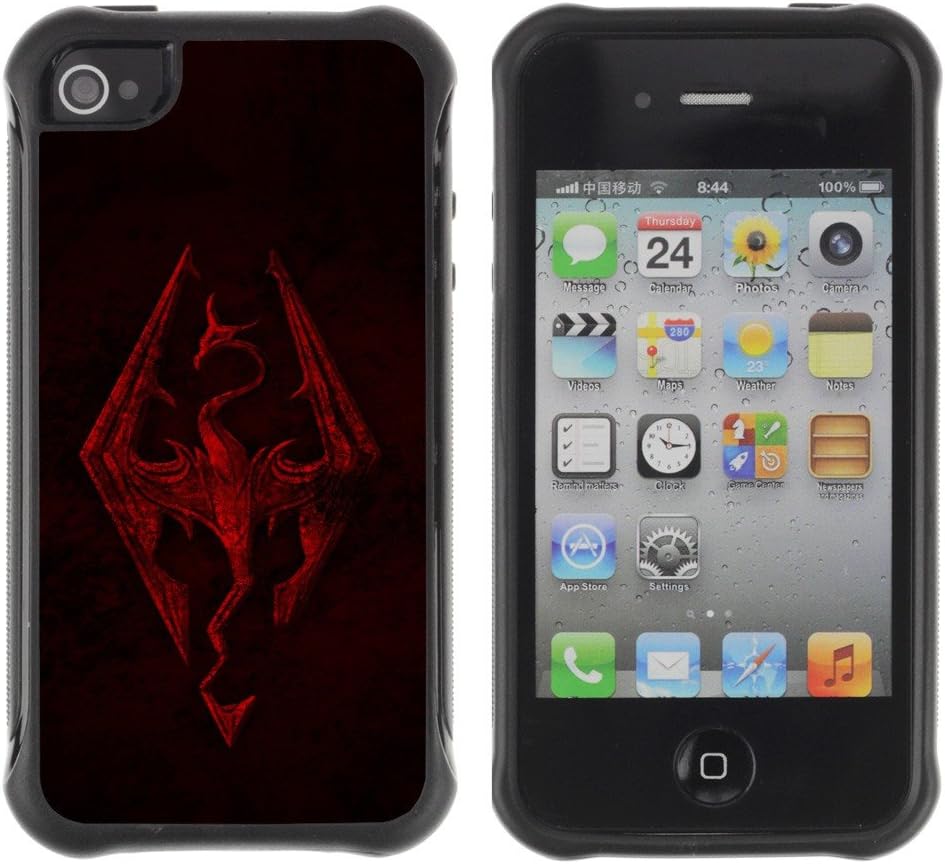 Heavy Duty Defend Armor Case Cover With Anti Slip Design for Apple iPhone 4 / 4S / Skyrim Dragon