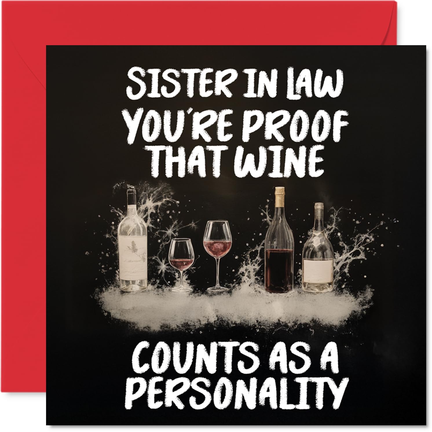 Sister in Law Birthday Card - Personality of Wine - Happy Birthday Card for Sister in Law from Brother Sibling, 145mm Personality of Wine Bday Greeting Cards