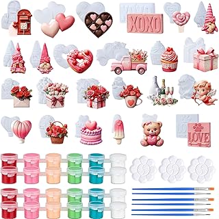 YLOLUL 24 Piece Valentine’s Day DIY Ceramic Painting Kit Unfinished Hear...