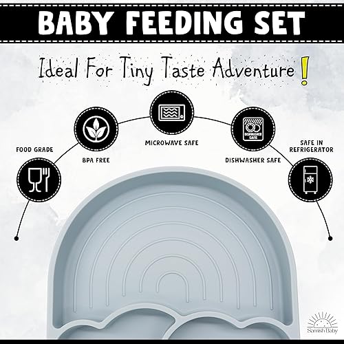 Miniatura 3 de Samish Baby Led Weaning Supplies - Juego completo de platos de alimentación de silicona para bebés, juego completo de platos autónomos con ventosa y