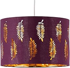 firstchoicelighting Burgundy Pendant Shade, Easy Fit Ceiling Lightshade, Fern Leaf Cut Out Design, Diameter 25cm