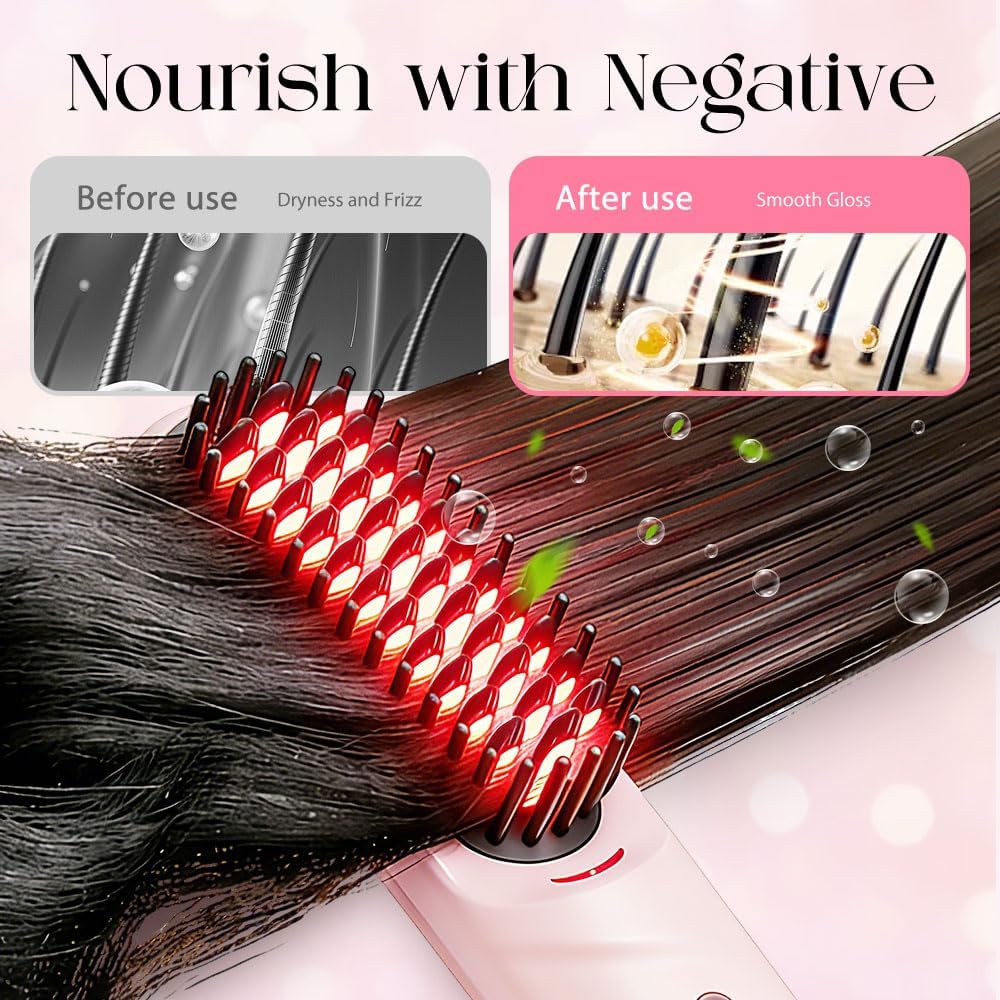 Go Brush - Pro for Short Hair, 2026 New Cordless Straightening Brush with 4 Temperature Settings, Portable Straightener Brushs for Travel, Rechargeable Hair Straightener for Daily Use (Black)