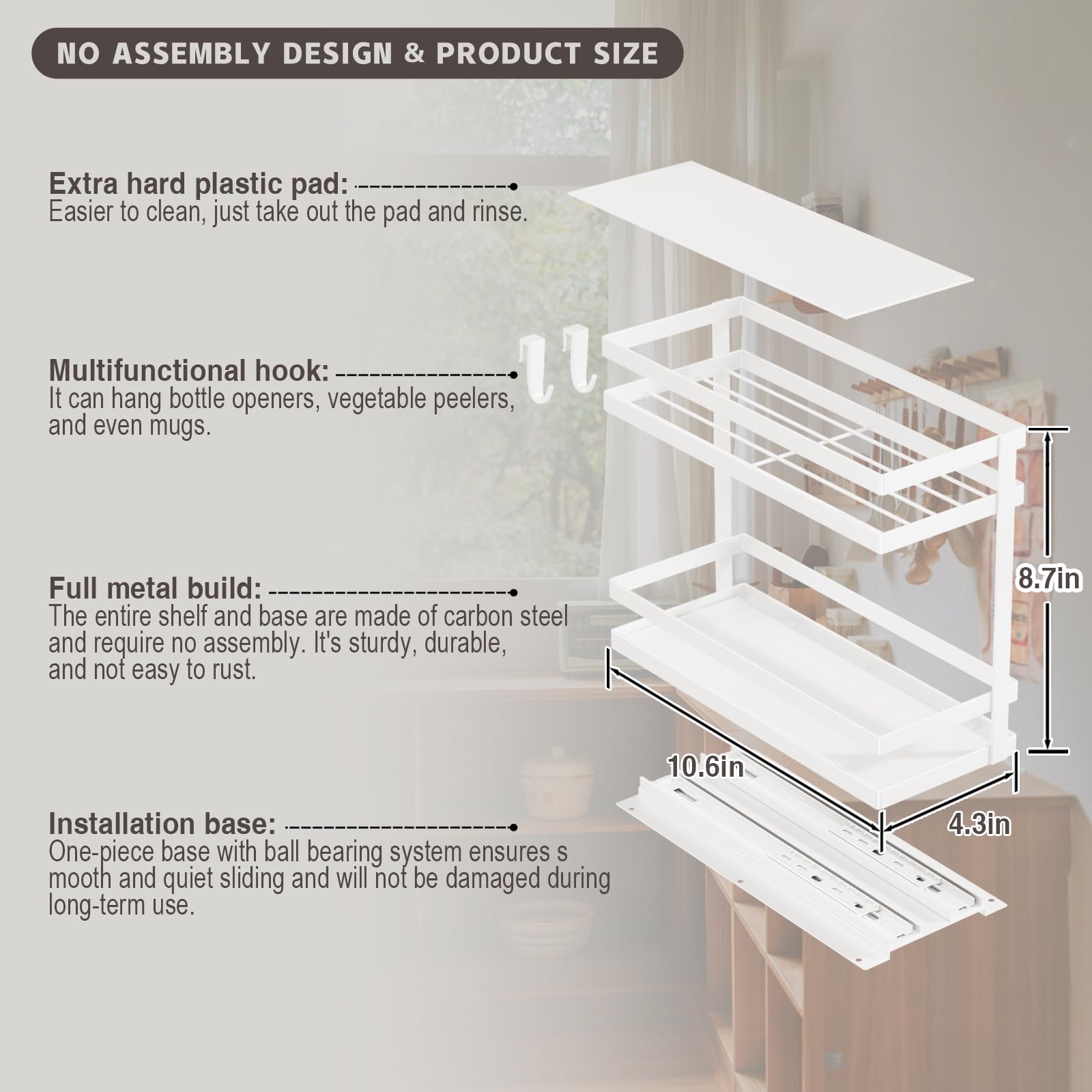 Magheo 2 Piezas Especiero Extraible para Cocina, Metal Organizador Especias No Se Permite La Reunión Organizador de Especias para Alacena Cocina Vertical Spice Rack Sin Taladro(2 Niveles,Blanco)