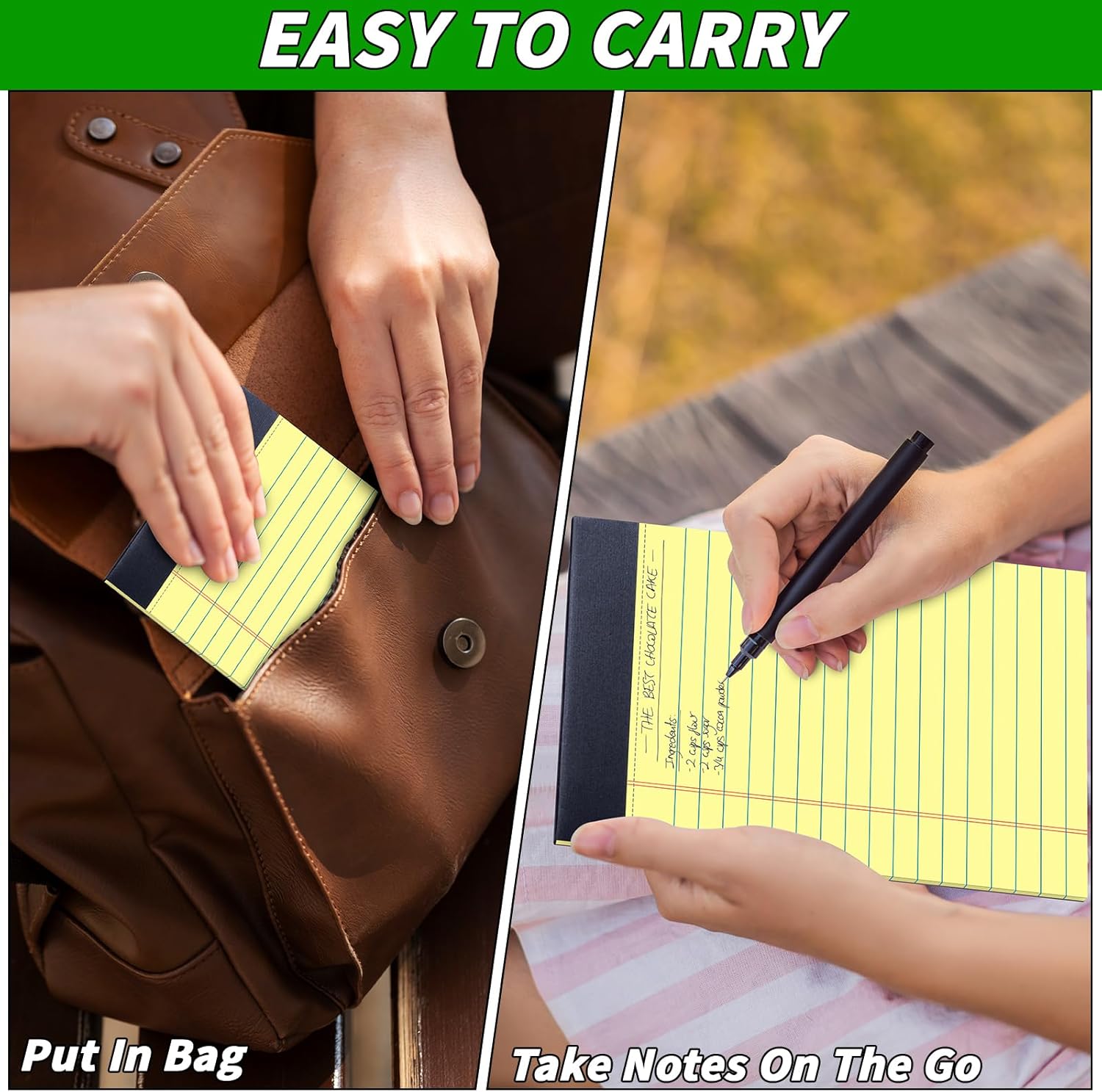 48 Pack Legal Pads Bulk,5 x 8 Inch Yellow Notepad, Note Pads College Ruled Perforated Memo Pad for Work Study Daily Note Taking List, Lined Writing Pads Memo Refills Notepads for Office Home School