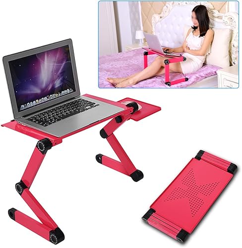 Miniatura 8 de Soporte portátil para laptop, soporte plegable ajustable de 360 grados para computadora, tableta, portátil, soporte de escritorio con bandeja para