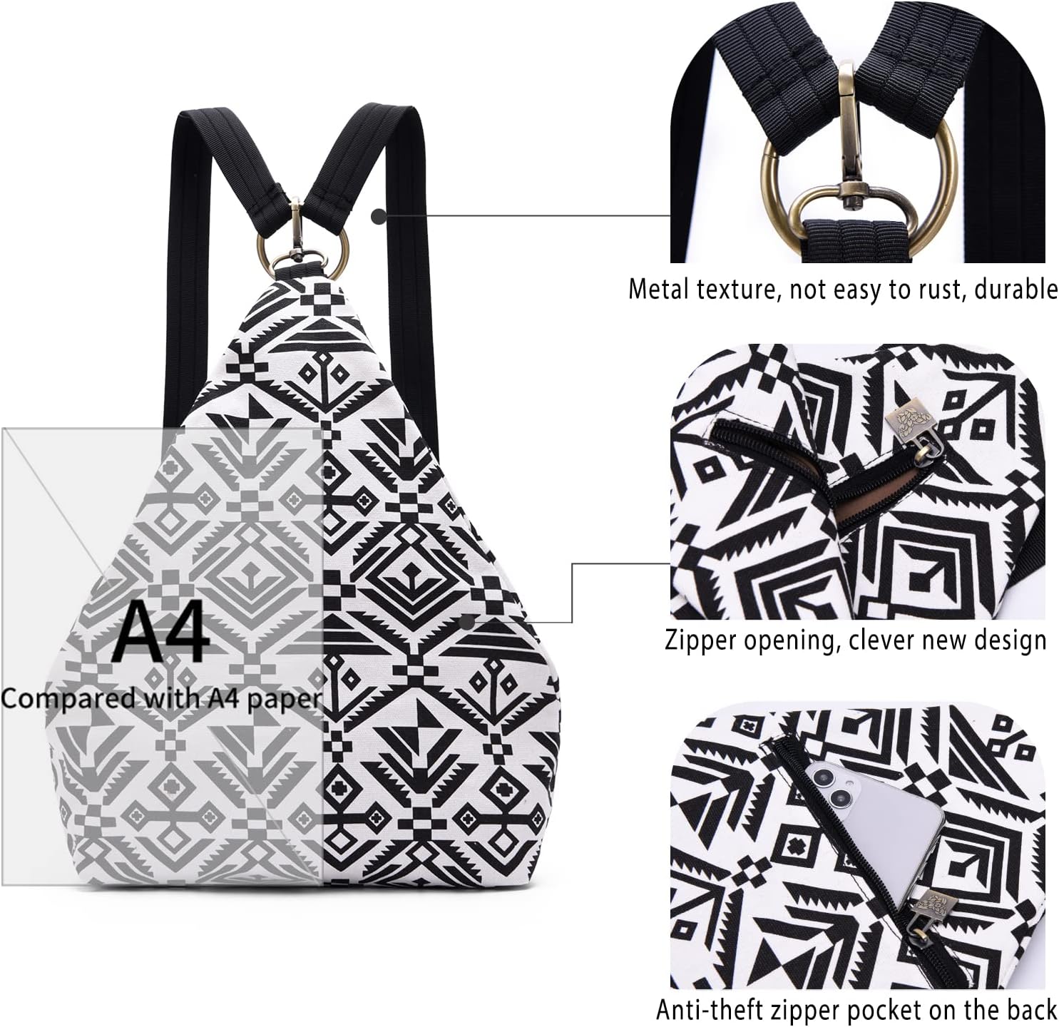 Black Butterfly Premium Backpack for Women, Bohemia Style Fashion Casual Daypack Backpack, Small Backpack Purse (24-black) - Image 3