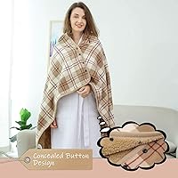 Vista 34 de XING YE CHUAN Fleece Wearable Blanket, Comfy Poncho Throw with Buttons, Plush Sleeveless Blankets, for Women Cape Wrap Cover