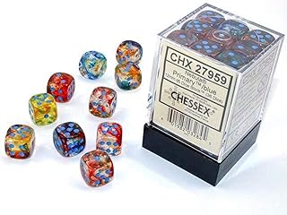 Chessex Nebula 12mm d6 Nocturnal/Blue w/Luminary Dice Block (36 dice),Orange