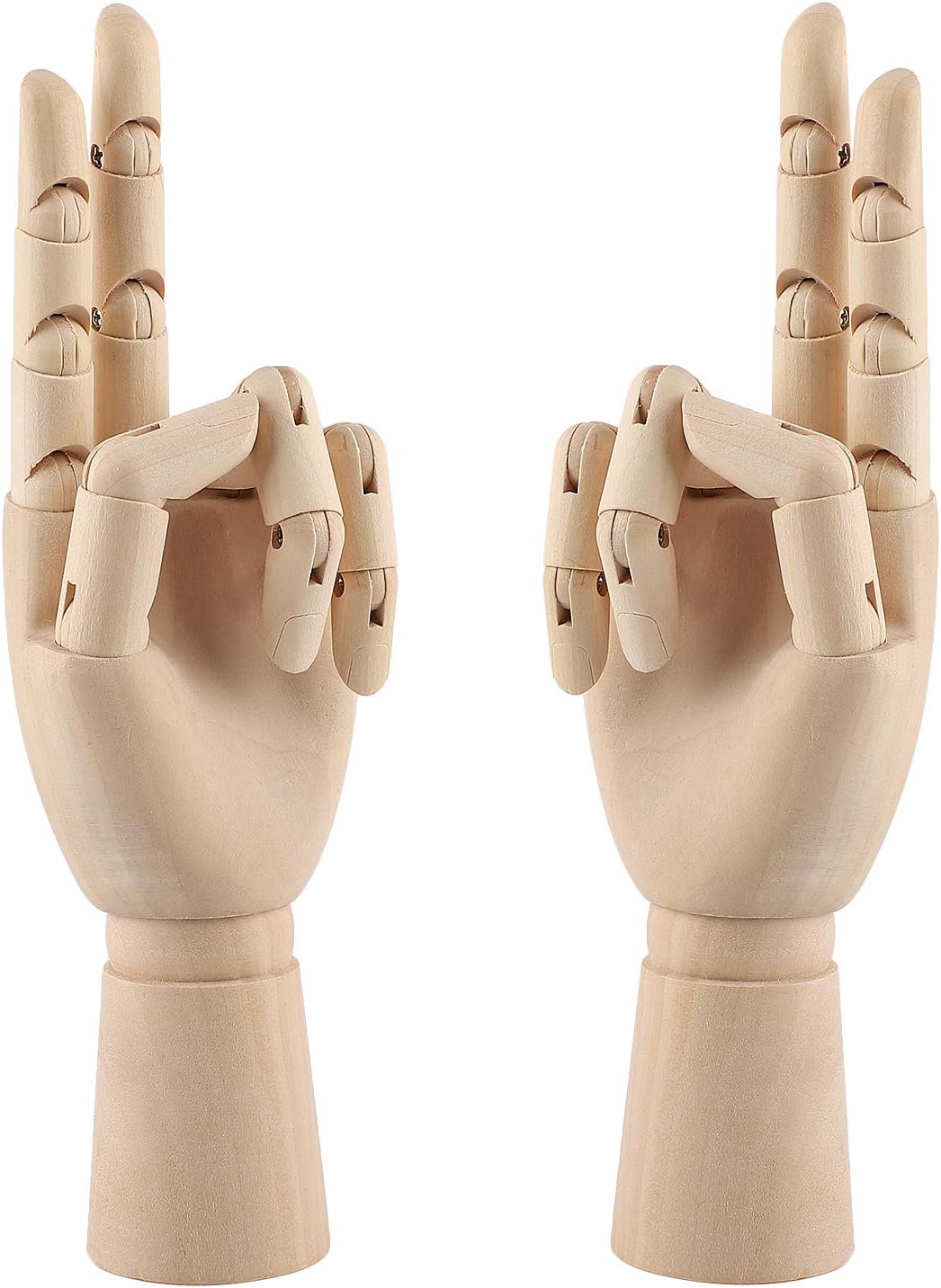 10 Inch Wooden Hand Model Flexible Moveable Fingers Manikin Hand Figure Left/Right Hand Model for Drawing, Sketching, Painting