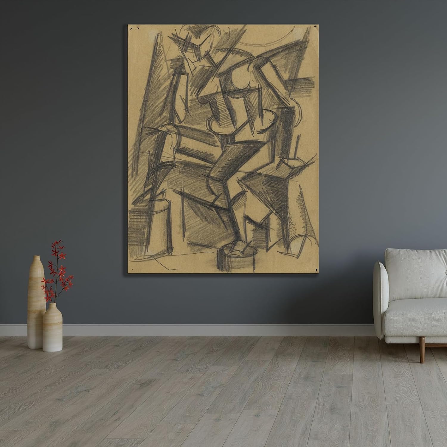 ArtDirect Untitled (Seated Nude) (circa 1914) Custom Framed Art Print Giclee Print or Canvas Options with Various Sizes and Customization by Lyubov Popova