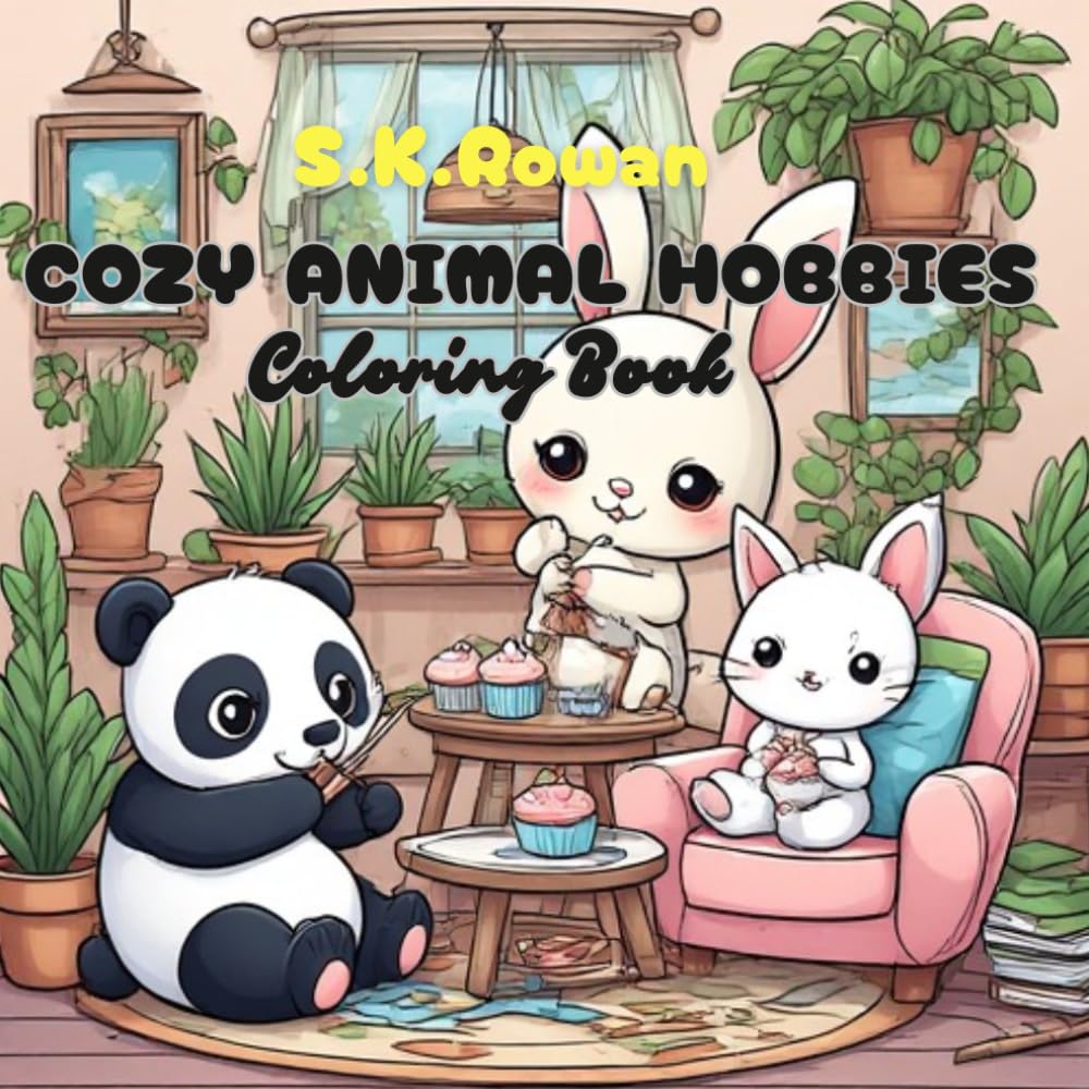 COZY ANIMAL HOBBIES COLORING BOOK: Cute & relaxing animal enjoying fun hobbies -Bold and Easy Coloring pages for stress relief