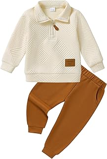 ZOEREA Toddler Baby Boy Clothes Outfits Long Sleeve Solid Sweatshirt and Pants 2 Piece Fall Winter Sweatsuit Set 1-5T