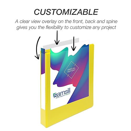Vista 294 de Samsill Carpeta duradera de 1.5 pulgadas, fabricada en los Estados Unidos, carpeta de anillos en D, carpeta transparente personalizable, color Negro