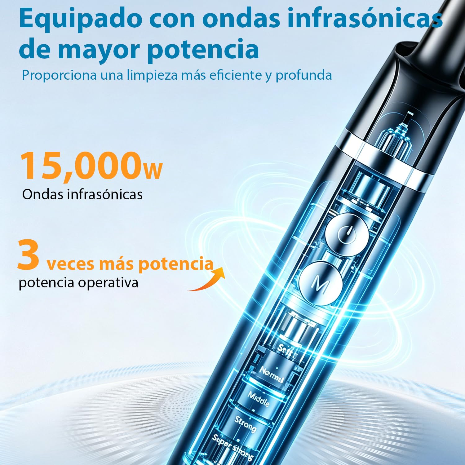 Kit Pulidor Dental Recargable para Limpieza y Blanqueamiento Dental, limpiador de sarro dental con 5 Cabezales, 5 Velocidades, Luz LED, quita sarro dental y manchas, IPX6 Resistente al Agua — view 8