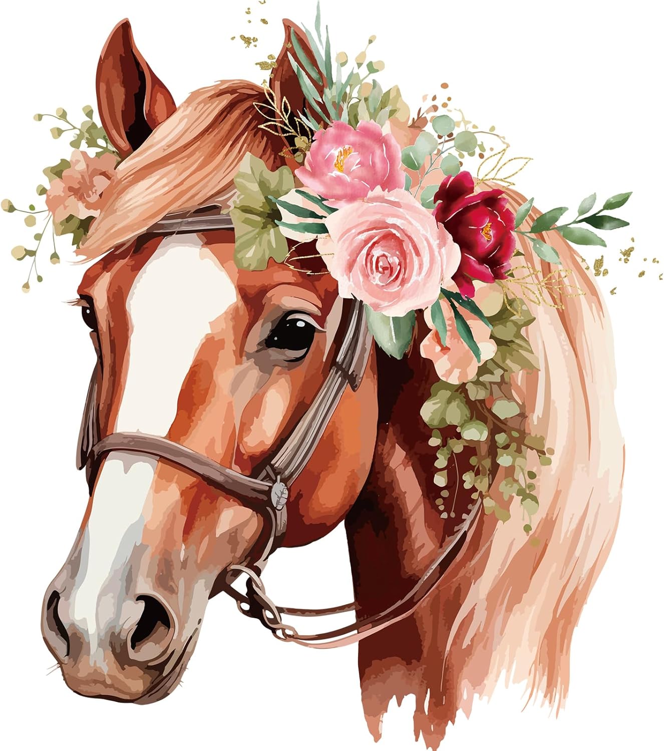 Horse Canvas Tote Bag - Horses Lover Gifts Bags Flower Horses Watercolor Large Personalized Crossbody Totes With Zipper Reusable Handbag Present Holiday Birthday Gift for Her Women Mom - Image 4