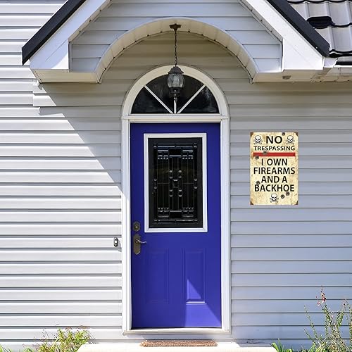 Miniatura 4 de Letrero divertido de "No Trespassing", letreros de metal de advertencia, My Gun Tells me not for Long, letrero para patio, garaje, granja, jardín,