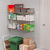 Vista 8 de Wallniture Turin - Estantería flotante rústica de 48 x 10 pulgadas, estantes de pared para libros de pared con soportes ajustables de metal blanco