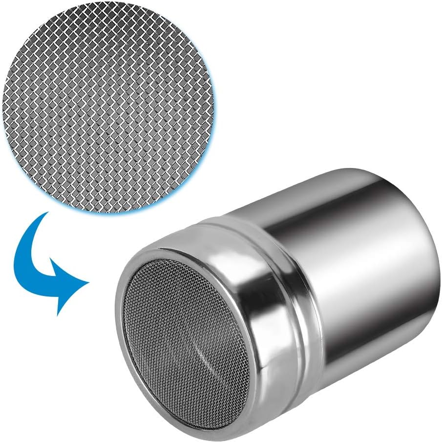 Accmor 2 Pack Powder Sugar Duster, Powder Sugar Shaker with Lid, Stainless Steel Mesh Shakers for Cinnamon Powder Sugar Cocoa Flour Pepper Salt